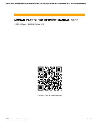 Nissan Patrol Y61 Service Manual 2016